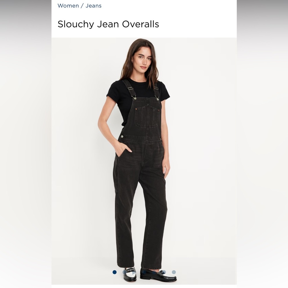 NWOT- Old Navy- Sz 16Tall- Black Denim Slouchy Overalls